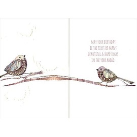 Three Aubergine Birds Unique and Special Beauty Valerie Valerie Feminine Birthday Card for Her/Woman