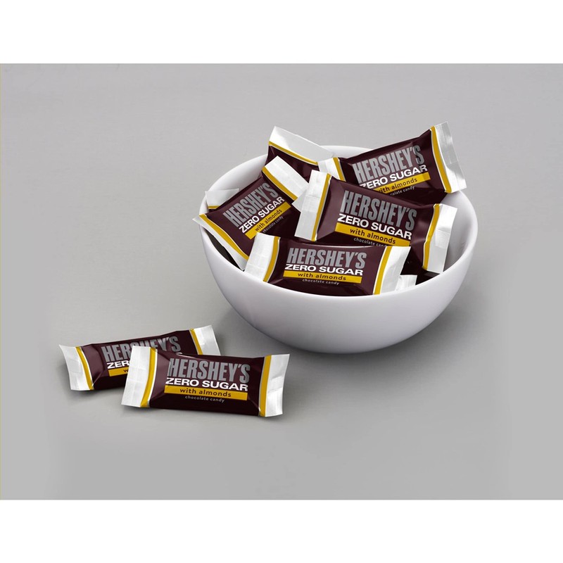 HERSHEY'S Zero Sugar Chocolate with Almonds Candy Bars, Individually Wrapped,