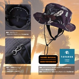 Tabarua TM1032 Warm Surf Hat, Free Size, 23.2 inches (59 cm), UPF50+, Amphibious, Thermal, Outdoors, Surfing, Camping, Marine Sports, Fishing, Black, 59 cm