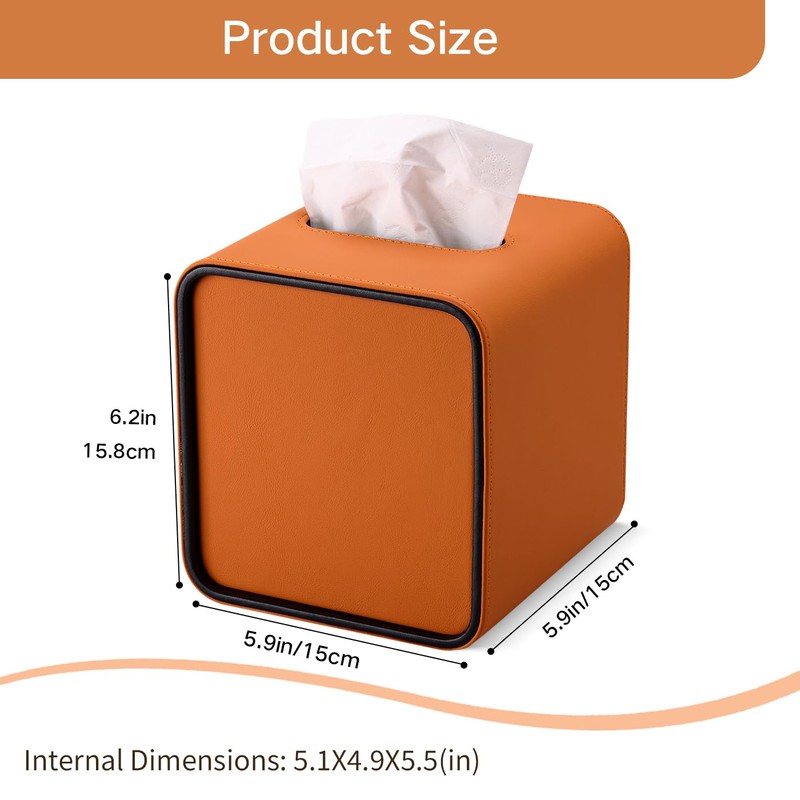 GORESE Square Tissue Box Cover for Kleenexs, PU Leather Tissue
