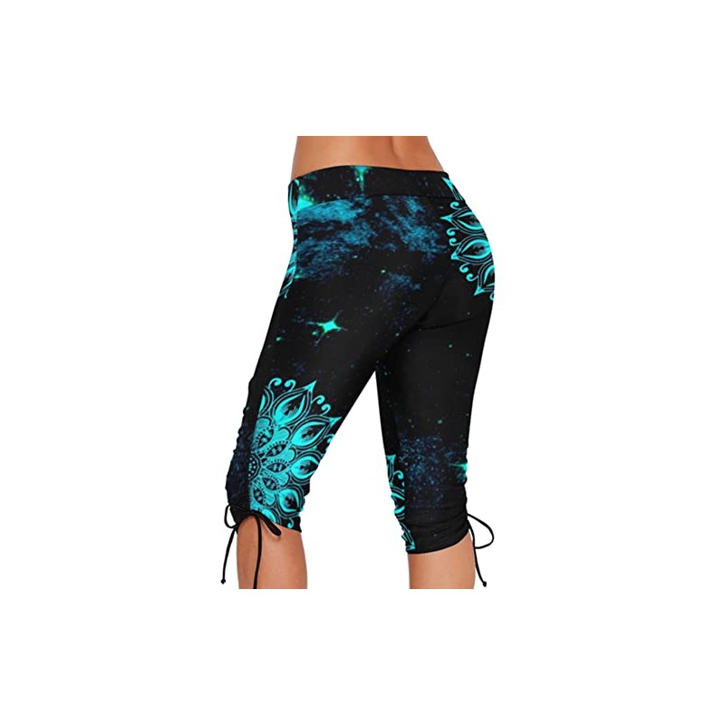 Urchics Womens Plus Size Rash Guard Capris Long Swim Shorts