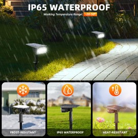 LEREKAM Solar Lights Outdoor Waterproof Landscape Lights, 40 LEDs Solar Spot Lights Outdoor Spotlights with 3 Light Modes, USB & Solar Powered Garden Yard Wall Lights Auto On/Off for Patio 6 Pack