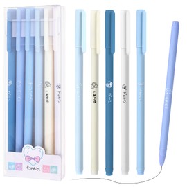 TIESOME Black Gel Pens, 6 Pack Quick Drying Ink Ballpoint Pen 0.5mm Fine Tip Pen Liquid Ink Rollerball Pen for Adult Kids Writing School Office Gift Supplies (Blue)