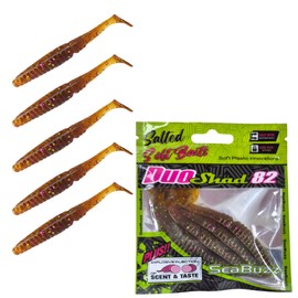 SEABUZZ Rubber Fish Fishing Lure Set 5 Pieces x 82 mm - Rubber Bait for Catfish and Zander & Pike - Trout & Perch Artificial Bait - Predator Fish Fishing Set - Freshwater and Saltwater Fishing