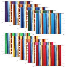Mexican Serape Placemats, Assorted, Fiesta Pack of 10, 18.1 x 12.6 inches, Washable for Mexican Occasions