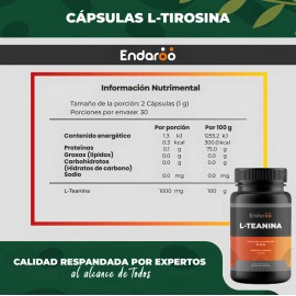 Teanina 120 Cápsulas Calma Mental Concentración Pack Sabor