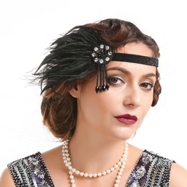 Cucudy Retro Style 20s Accessories Costume Women and Men Mafia Gatsby Costume Set Art Deco Flapper Party 1920s Gatsby Jewellery Women's Feather Boa Headband Accessories Prom Event