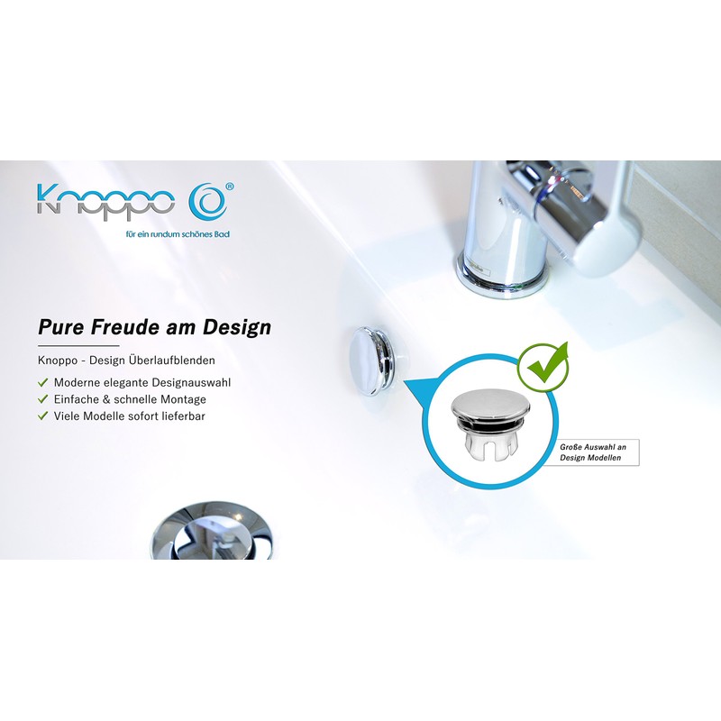 Knoppo Sink Design Overflow Cover, Overflow Cover, Set of 2