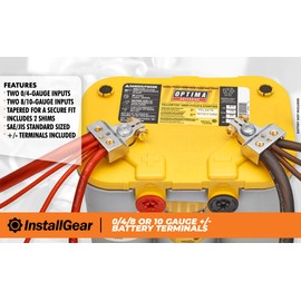 InstallGear 0/4/8 or 10 Gauge Battery Terminals with Shims - Positive and Negative - for Battery Pack, Car Battery Terminal, Battery Terminal Connectors, 0 Gauge, 4 Gauge, 8 Gauge, and 10 Gauge Wires