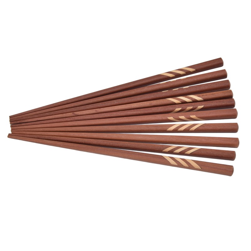 Wooden Chopsticks Japanese Style Rectangular Red Sandalwood Inlaid Boxwood Reusable