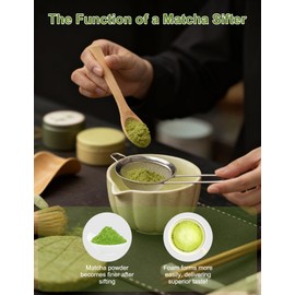 Matcha Whisk Set, 8 Piece Japanese Matcha Making Kit with Ceremony Set with Sifter, Bowl, Holder, Whisk, Scoop for Traditional Tea Ceremony, Ideal Gift for Home & Kitchen