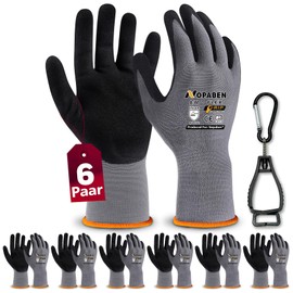 Men's/Women’s Work Gloves, 6 Pairs with Grip, Non-Slip Nitrile Coating, Mechanics’ Gloves, Assembly Gloves with Optimal Grip and Fine Touch Feeling, Garden Gloves, Size 8/M