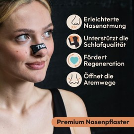 60 x TMX® AERO Nasenpflaster (Premium Nasenstrips Schwarz) | Universalgröße | Starker halt | reduziert Schnarchen | Öffnet Atemwege, sofortige Wirkung | Bei verstopfter Nase | hilft bei Allergien