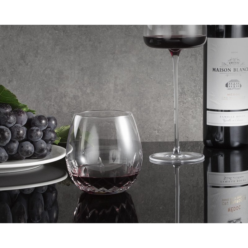 SHOSHIN Hand Cut Stemless Wine Glasses Lead-free Crystal Drinking Glass