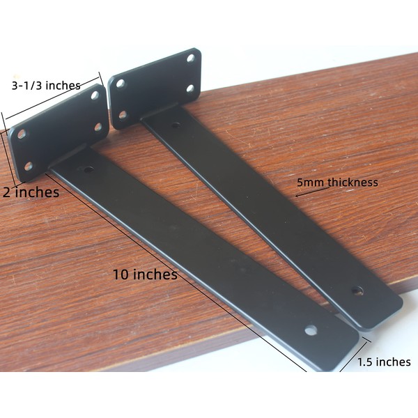 MHMYDZ 12 Pack - 10 inch Black Hidden L Shelf
