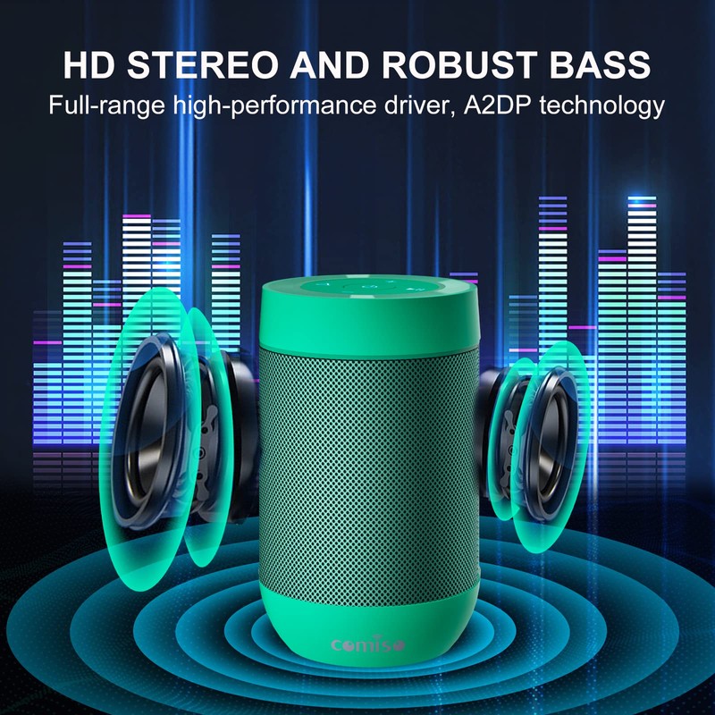 Portable Bluetooth Speaker, COMISO Small Wireless Shower Speaker 360 HD