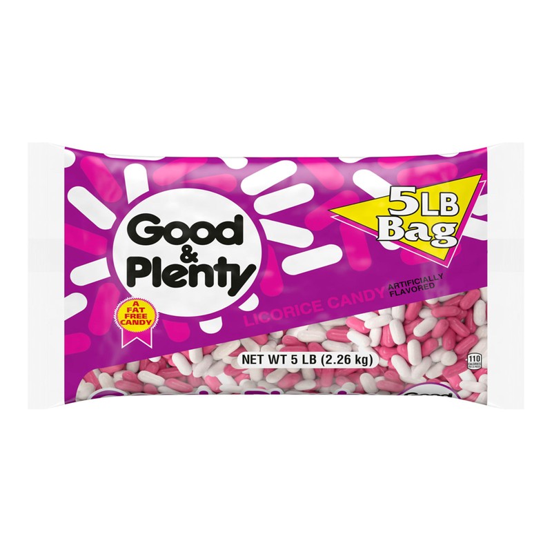 GOOD & PLENTY Licorice Fat Free, Candy Bulk Bag, 5