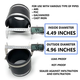 Flexible Rubber PVC Coupling Parallel with Stainless Steel Clamps, 4 inch, Black