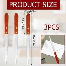 Maxqzin 3 Pcs Letter Opener, Letter Opener Envelope Slitter with Wooden Handle Lightweight Stainless Steel Sword Envelope Opener for Office Home School Supplies