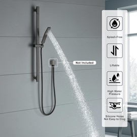 BEIYI Matte Black Handheld Shower with Slide Bar Square Handheld Shower Head with Hose High-Pressure Shower Head with 29" Long Slide Bar Combo Adjustable Height