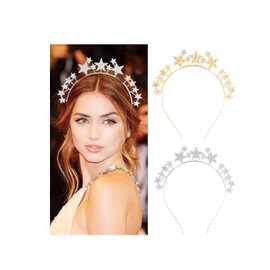 Resweky Moda Crystal Headband Star Hair Band Silver Party Headpies Headdress für Frauen und Mädchen (Silber)