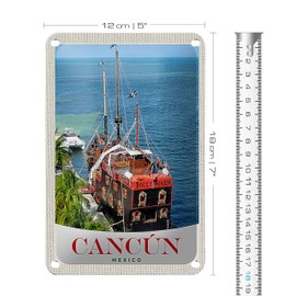 Tin Sign | Cancún | Jolly Roger | Mexico | Nostalgia | 12 cm x 18 cm