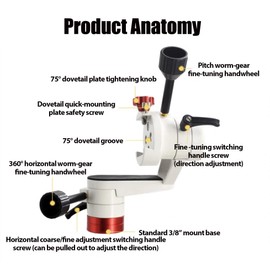 Altazimuth Telescope Mount, Alt-az Reflector Telescope Equatorial Mount, 3/8” Thread for Tripod Telescopes for Adults Astronomy, Coarse & Fine Adjustment, 22LBS Capacity