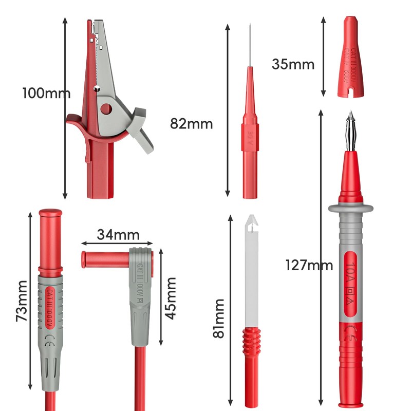 Cleqee Multimeter Test Leads Kit 10PCS Test Cable Probes 4mm