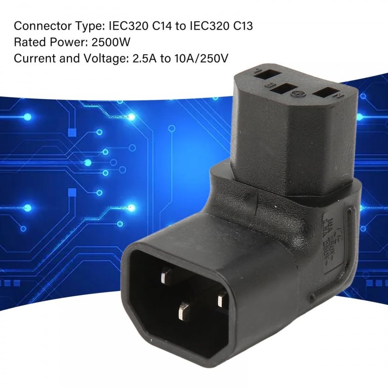 CY Adapter IEC Male C14 to Down Angled 90 Degree