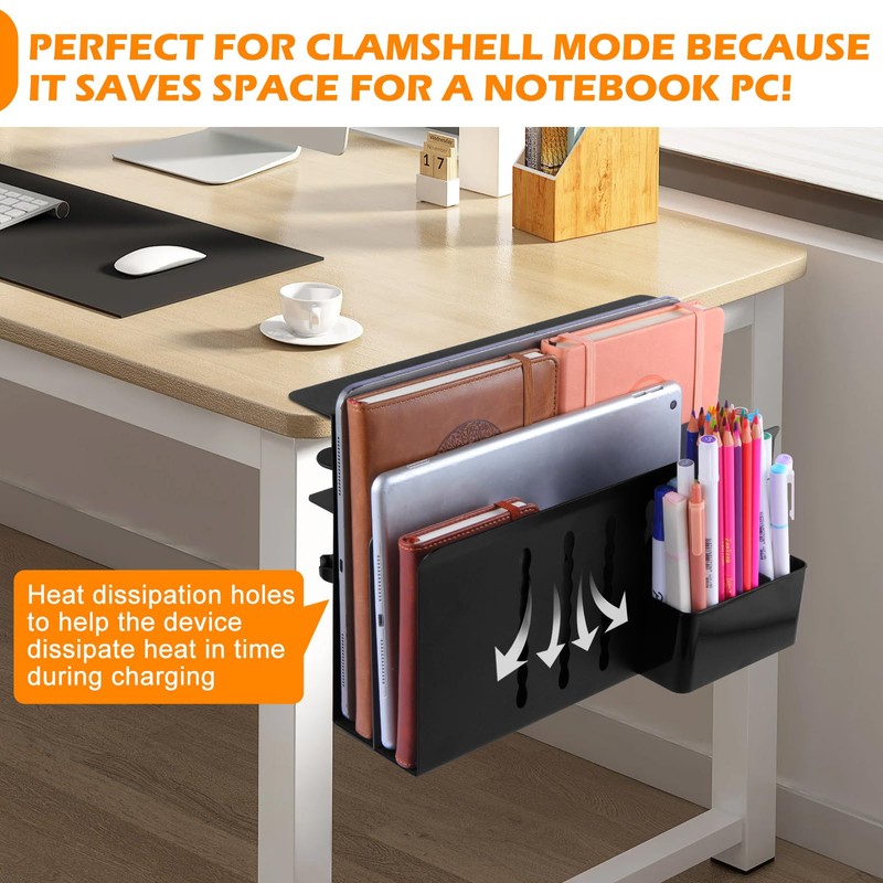 CIBOTIES Desk Side Storage, 2 Tier Steel Hanging Organizer, No