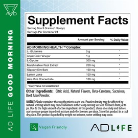 Project AD Life Good Morning Detox and Performance Drink, Naturally Flavored and Formulated with L-GLutamine, Apple Cider Vinegar, and Aloe Vera (24 Servings, Fresh Pressed Orange Juice)