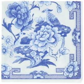 Caspari Cocktail Napkin, Blue/White