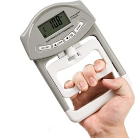Digital Hand Dynamometer Grip Strength Tester, Digital Dynamometer for Hand Measurement Meter Auto Capturing Electronic Forearm Finger Power 198 Lbs / 90 Kgs, Gripping Strengthener for Sport, Home, School, Clinic Use (Grey)