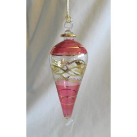 Mouth Blown Egyptian Handmade Glass Christmas Ornament Cone Shape Unique  # 680