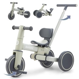 Bobike 5-in-1 Tricycle for Toddlers 18 Months to 5 Years Old, Toddler Bike, Kids Tricycle with Push Handle and Backrest, Toddler Balance Bike with Easy Assembly for Boys and Girls.(Green)