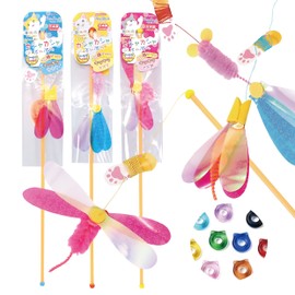 Set of 3 Hanging Cat Toys (Dragonfly, Sarina and Rouse) Rikshari Shun + Cat Motif Miscellaneous Goods (Bonus) Petz Root