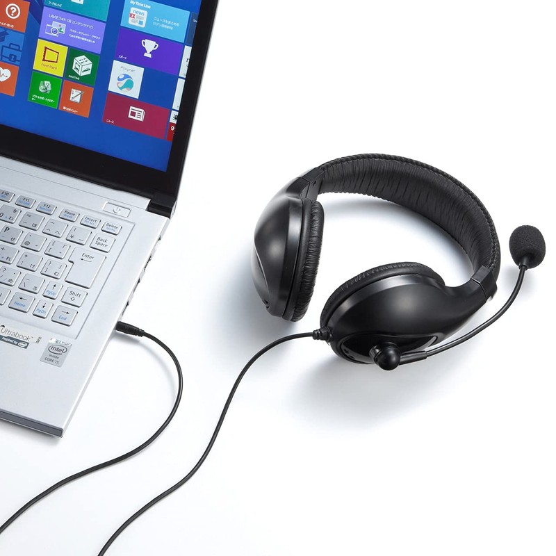 Sanwa Supply MM-HS401BK Headset 3.5mm Mini Plug (4 Poles), Binaural