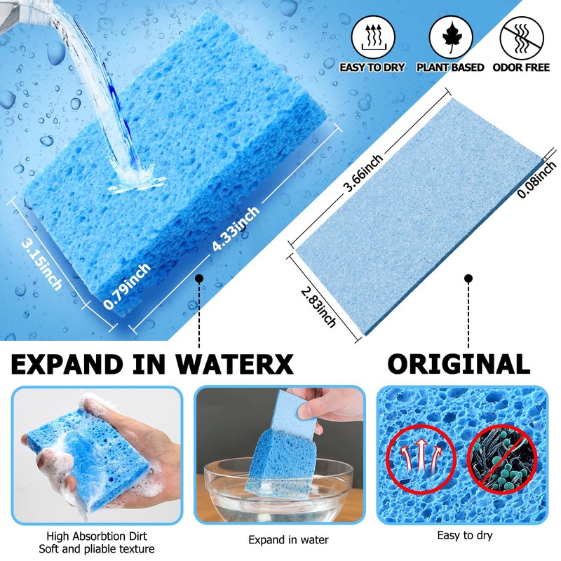 Vilphel 12 Counts Multipurpose Kitchen Sponges Pack Compostable Biodegradable Compressed