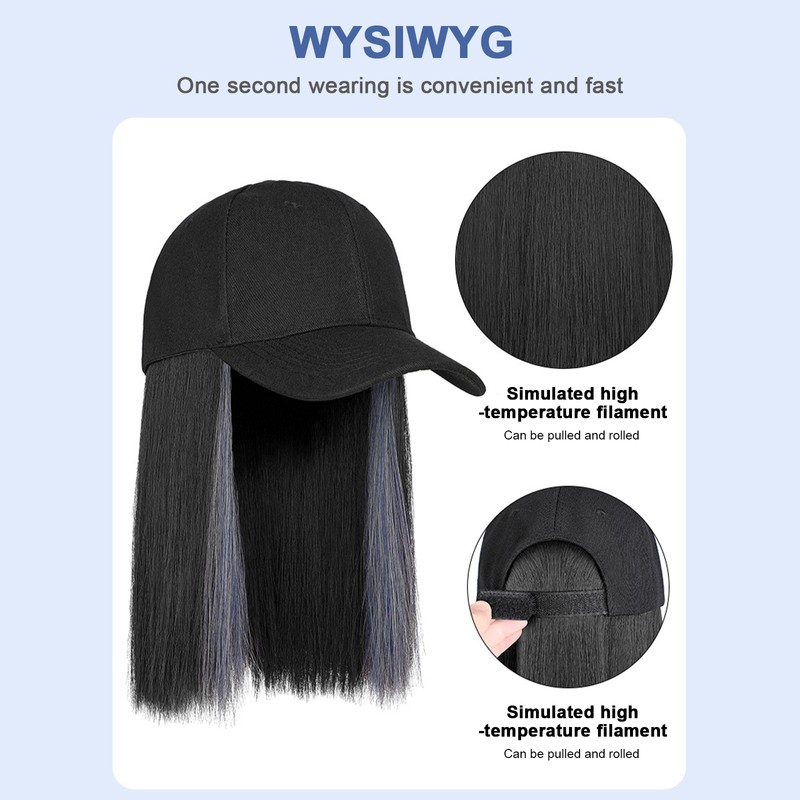 Short Straight Hair Wig with Cap Women's Baseball Cap Wigs