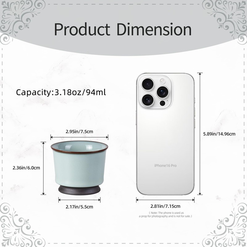 Tea Cup Set of 2 Porcelain Small Tea Cups 3.2oz