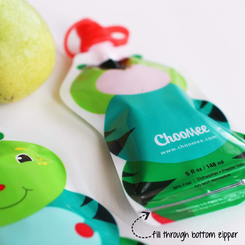 ChooMee Reusable baby food pouches, snack pack with secure double