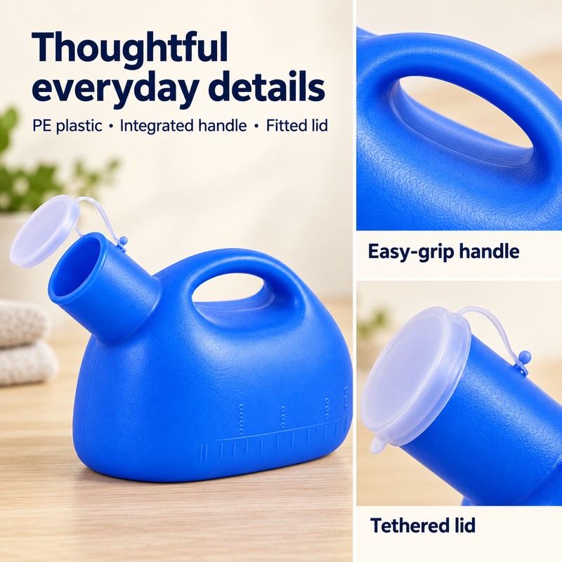 Portable Male Urinal Bottle – 2000mL with Lid and Handle