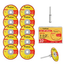 FIXLTFAST 1-1/2 Cut Off Wheels,1.5" x 1/8" Fiberglass Reinforced Metal Cutting disc for Rotary Tool Accessories Include Mandrels- 11 Pack