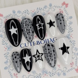 Night sky star handmade nail tips - ballerina / 밤하늘 스타 수제네일팁 - 발레리나