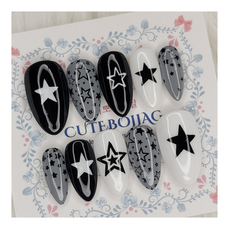 Night sky star handmade nail tips - ballerina / 밤하늘