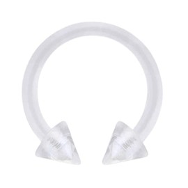 Pierced Owl 16GA Bioflex 3mm Spike Ends Circular Barbell (Diameter: 10mm (3/8"), Clear)