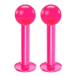 2pc 16mm Labret Bar Studs Lip Ring Monroe Tragus Snake Spider Bites Forward Helix Cartilage Dahlia Conch Pink 4mm Ball Piercing - 8mm