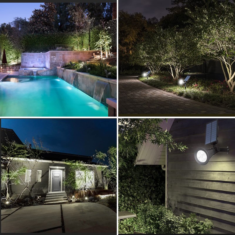 T-SUN (2 Pack LED Solar Spotlight, Waterproof Outdoor Security Garden