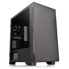Thermaltake CA-1Q9-00S1WN-00 S100 Tempered Glass Black Edition Micro-ATX Mini-Tower Computer Case with 120mm Rear Fan Pre-Installed