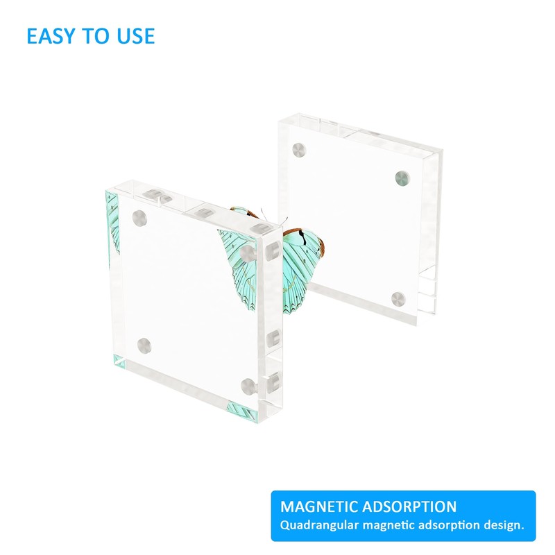 Mini Clear Picture Frame 2x2, Magnetic Acrylic Frame Double Sided